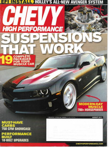 CHEVY HIGH PERFORMANCE 2011 AUG - HOLLEY AVENGER EFI, '72 NOVA REAR, CLARK NOVA